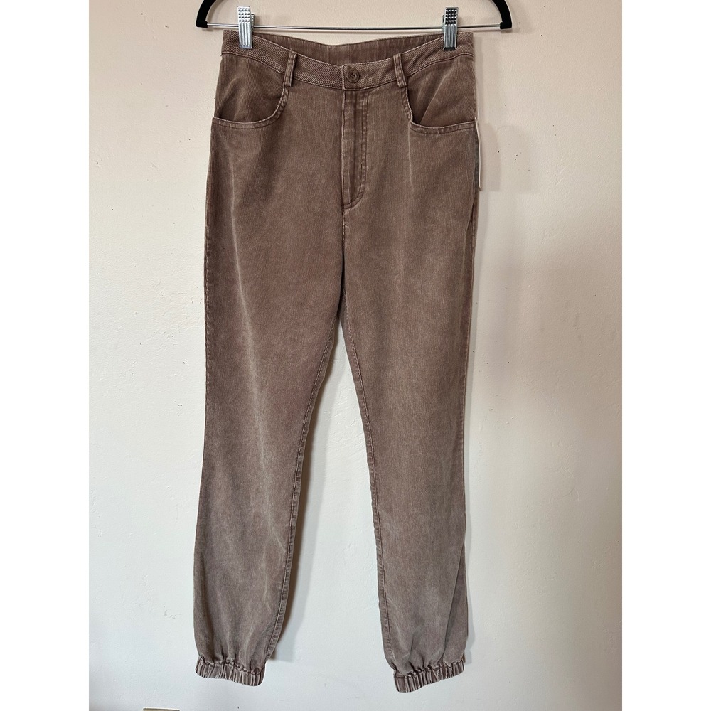Sadie & Sage Brown Corduroy High Waisted Jogger Pants Cinched Hem Small NWT